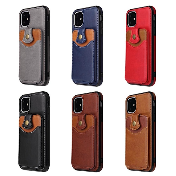 iPhone 11 - Praktisk stilfuldt cover med kortrum Grå