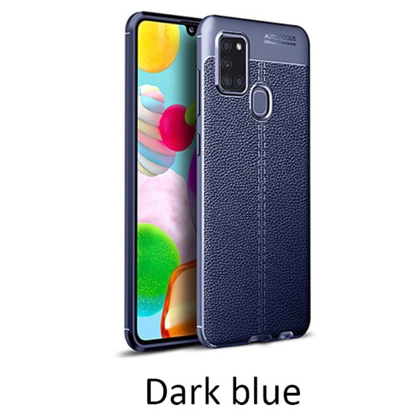 Samsung Galaxy A21S - Litchi-Design Skal Mörkblå