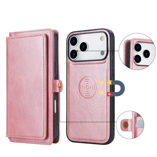 iPhone 17 Pro Max 2-i-1 Läderfodral Röd