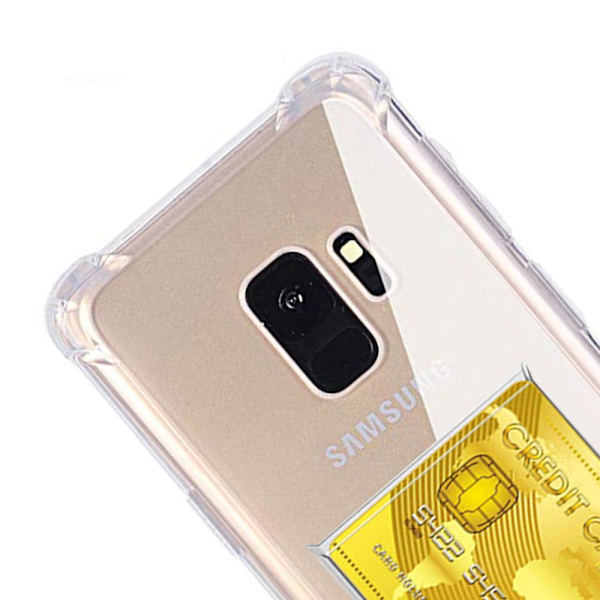 Samsung Galaxy S9 - Kestävä suojakuori korttipaikalla Transparent/Genomskinlig