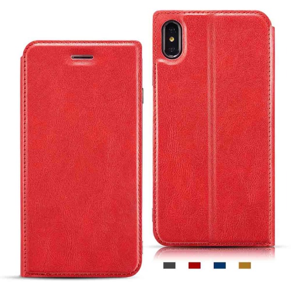 iPhone XS Max - Praktisk vintage lommebokdeksel Röd