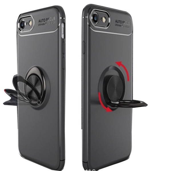 iPhone 7 - AUTO FOCUS - Skal med Ringhållare Röd/Röd