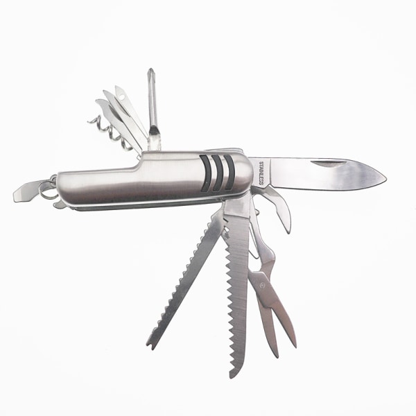 11 i 1 Multifunktionell Fickkniv Verktyg Silver