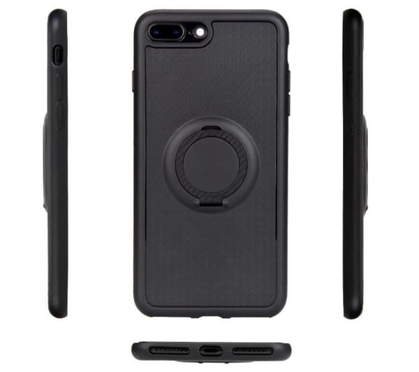 iPhone 7 PLUS - Carbon Silikonskal med Ringhållare FLOVEME Rosaröd