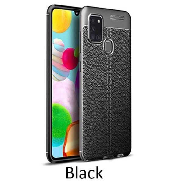 Samsung Galaxy A21S - Litchi-Design Skal Mörkblå