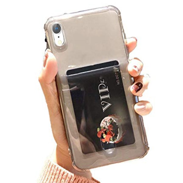 iPhone XR - Etui med kortholder og skjermbeskytter Transparent