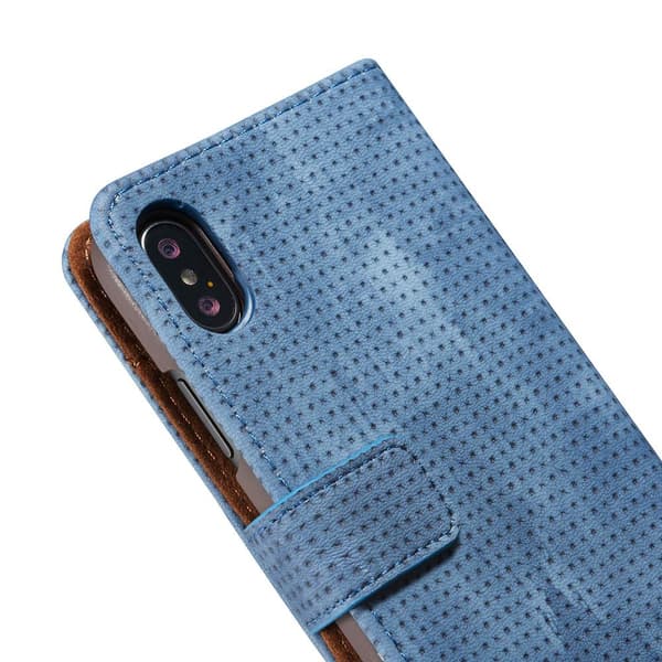 Plånboksfodral i Retrodesign från LEMAN till iPhone XS Max Blå Blå