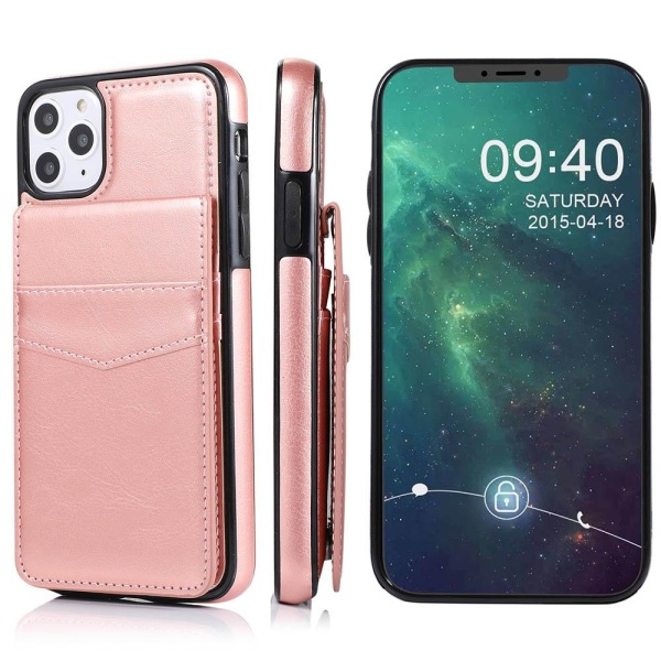 iPhone 11 - Praktisk stilfuldt Leman-cover med kortholder Brun