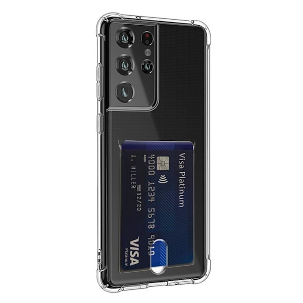 Samsung Galaxy S21 Ultra - Skyddsskal med Korthållare Transparent