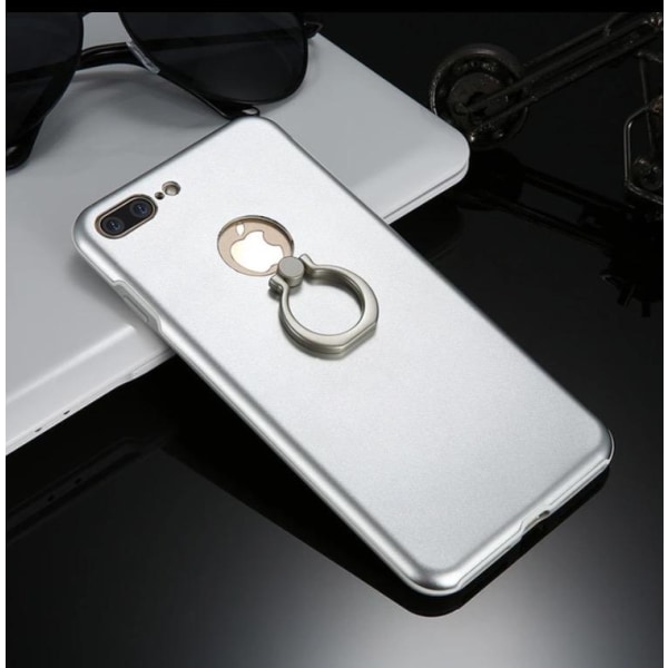 Praktisk iPhone 7-deksel med ringholder fra KISSCASE Silver/Grå