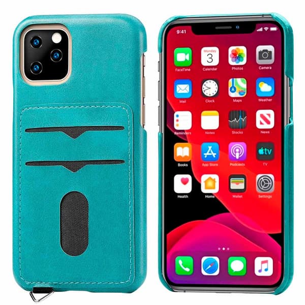 iPhone 11 Pro - Genomtänkt Leman Skal med Korthållare Grey Grå