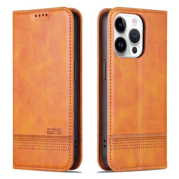 iPhone 15 pro - Plånboksfodral i Läder med 3-kortfack Mörkgrön
