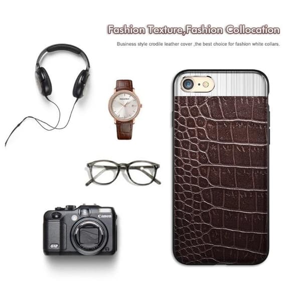 iPhone 8 PLUS - Robust Stilrent Skal från Croco-Serien Vit Vit