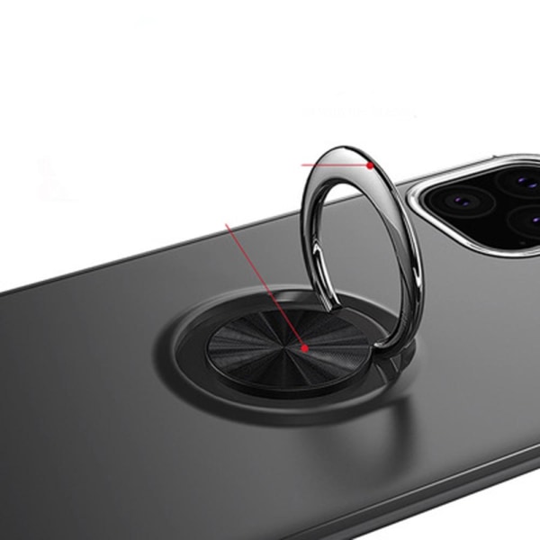 iPhone 11 Pro - Tyylikäs automaattitarkennuksen suojus rengaspidikkeellä Svart/Röd