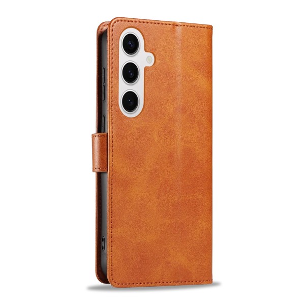 S24 Plus - Läderplånboksfodral i 6 färger Light brown