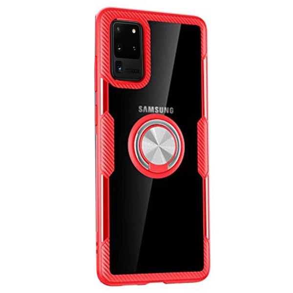 Glat cover med ringholder - Samsung Galaxy S20 Ultra Red Röd