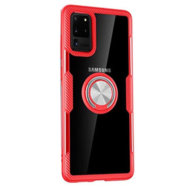 Smidigt Skal med Ringhållare - Samsung Galaxy S20 Ultra Red Röd