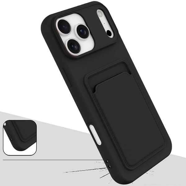 iPhone 17 Pro Max Skyddande Silikonskal med Kortplats Vinröd