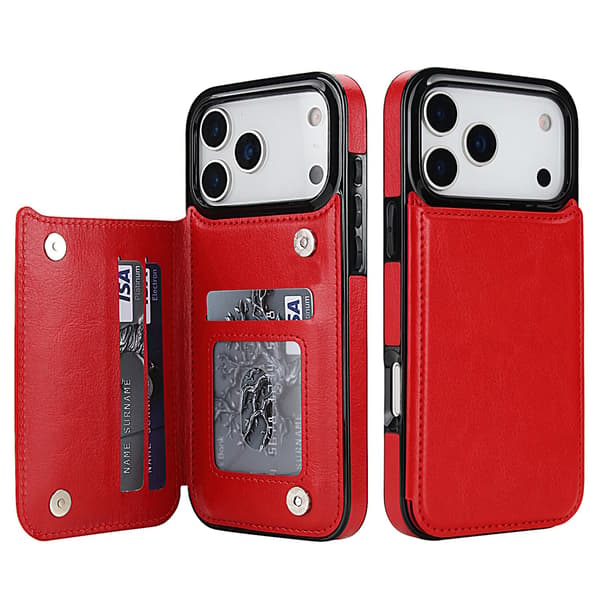 iPhone 17 Pro Max Fodral med Läderdesign med Magnetlås Roséguld