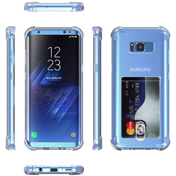 Samsung Galaxy S8 Plus - Skyddsskal med Korthållare Transparent/Genomskinlig