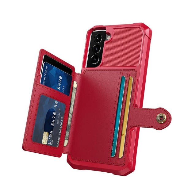 Samsung Galaxy S21 - Skyddsskal med Korthållare Röd