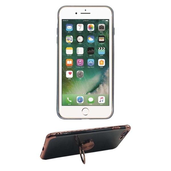 iPhone 8 Plus - Robust Skyddsskal i Silikon Ringh�llare Roséguld