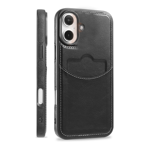 iPhone 16 - Stilrent plånboksfodral i exklusiv design Svart