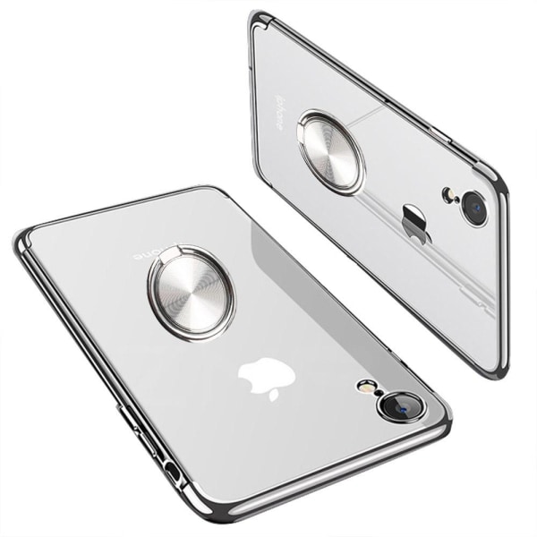 iPhone XR - Praktisk silikoneetui med ringholder (FLOVEME) Silver