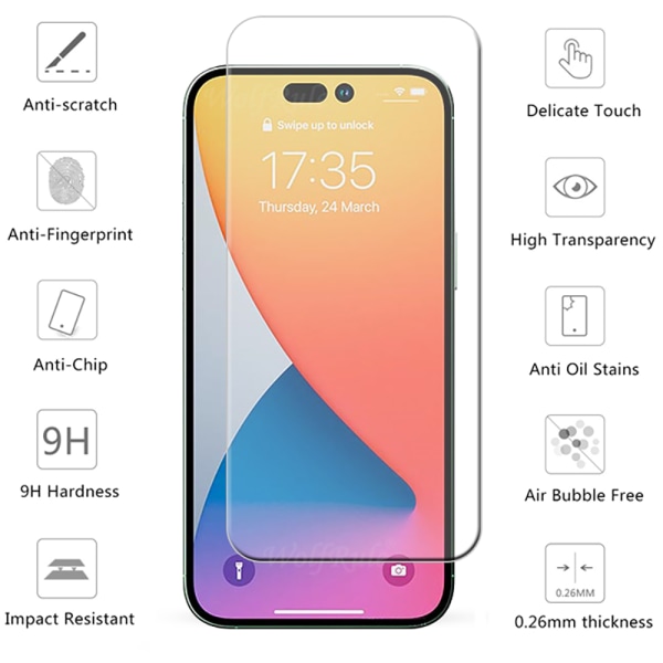 iPhone 14 Pro Skärmskydd Standard HD 0,3mm Transparent