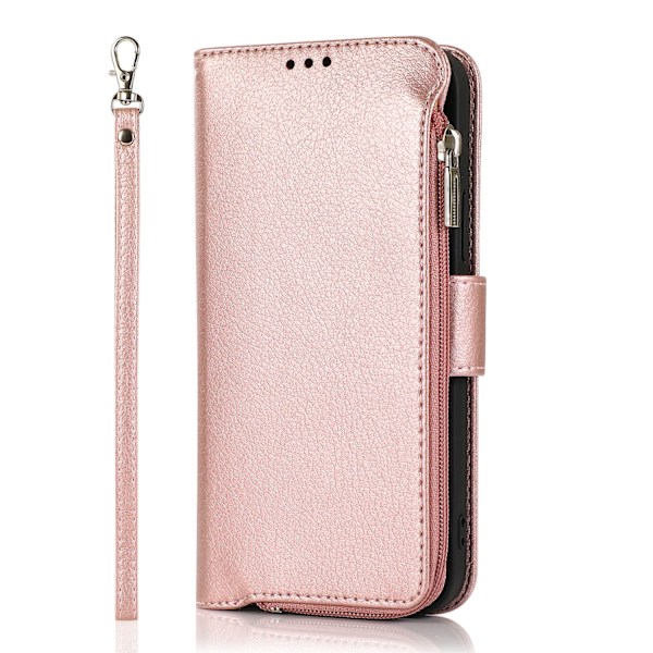 Plånboksfodral i Mikrofiberläder med Dragkedja - iPhone 15 Grön