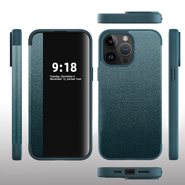 iPhone 14 Pro Max  Smidigt Fodral med Fönster Grön