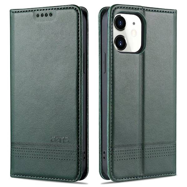 iPhone 12 - Praktiskt Plånboksfodral (AZNS) Mörkbrun