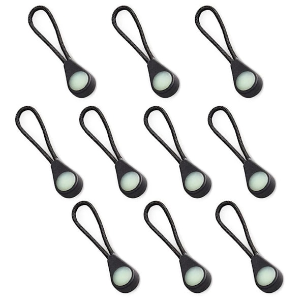 Glow in the Dark Blixtlåsdragare (10-Pack) Svart
