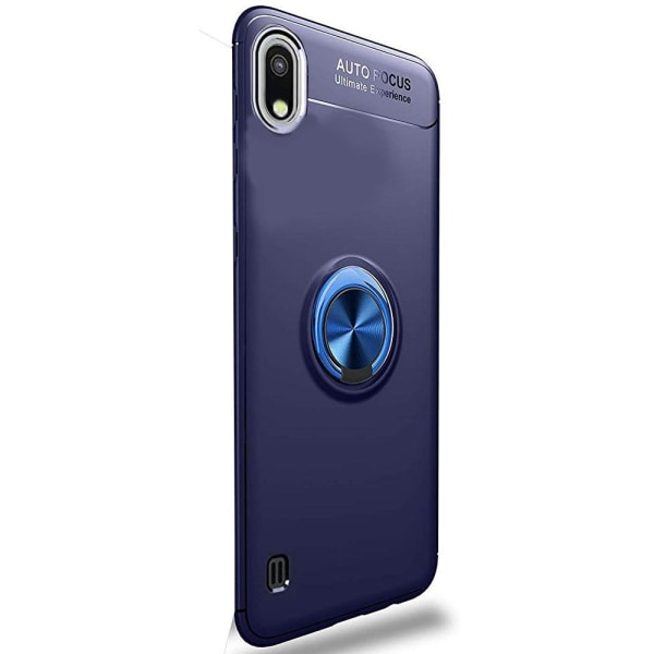 Samsung Galaxy A10 - Praktisk beskyttelsescover med ringholder DarkBlue Svart/Blå