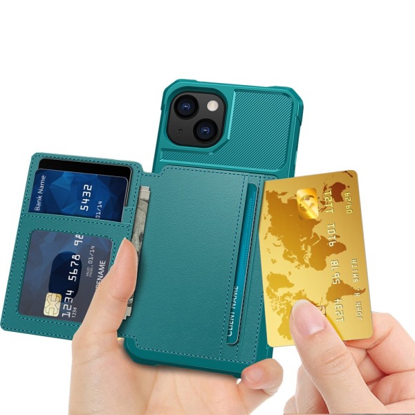 iPhone 14 - Skal med Korthållare Röd