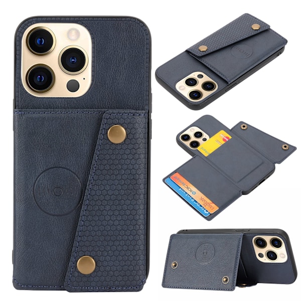 iPhone 16 Pro Max - Retro Skal med Korthållare Grå