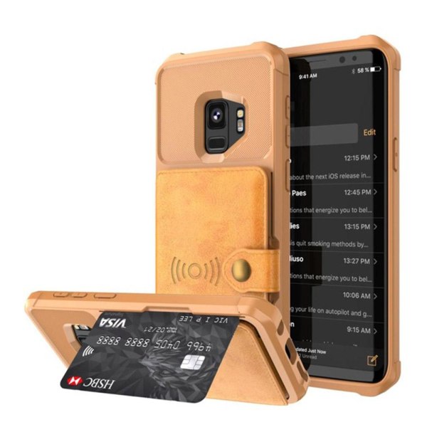 Samsung Galaxy S9 - Praktiskt Skyddsskal med Kortfack Brun Brun