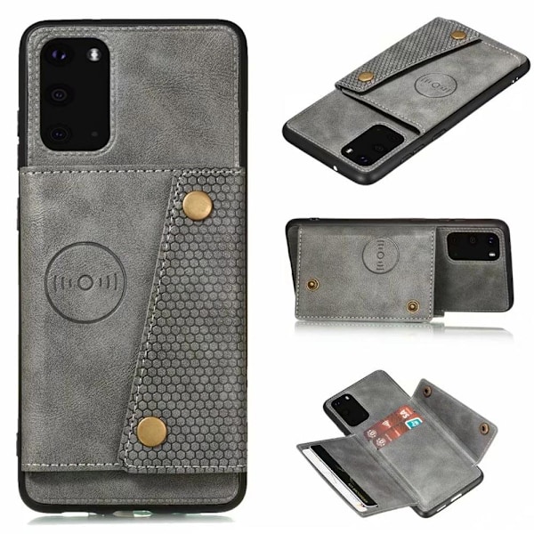 Samsung Galaxy S20 FE - Retro Cover med kortholder Grå