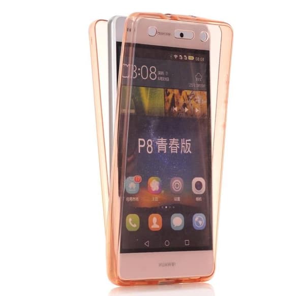 Huawei P9 - Dubbelsidigt Silikonfodral med TOUCHFUNKTION Rosa