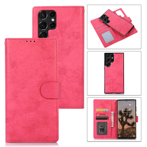 Samsung Galaxy S23 Ultra - Praktiskt Stilrent Plånboksfodral Rosa