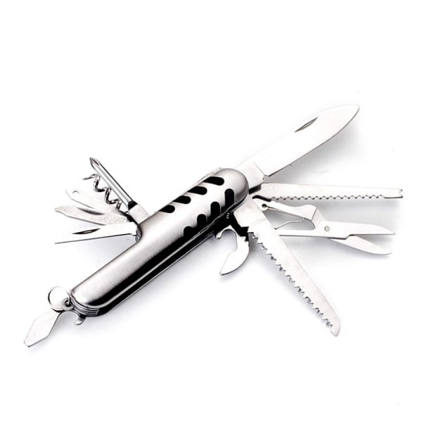 11 i 1 Multifunktionell Fickkniv Verktyg Silver