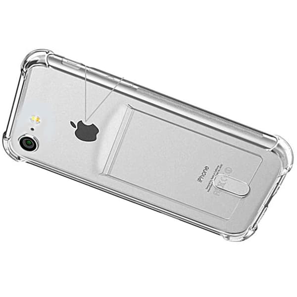 iPhone 7 - Stødabsorberende Silikoneskal med Kortlomme Transparent