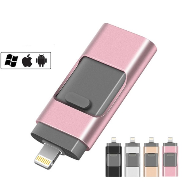 USB/Lightning Minne - Flash (Spara ner allt från telefonen!) Roséguld