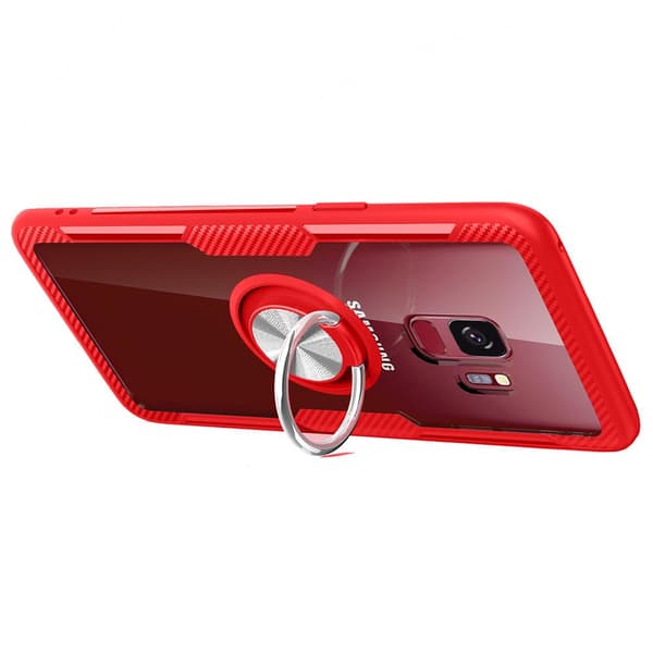 Samsung Galaxy S9+ - Stilsäkert Skal med Ringhållare Marinblå/Silver