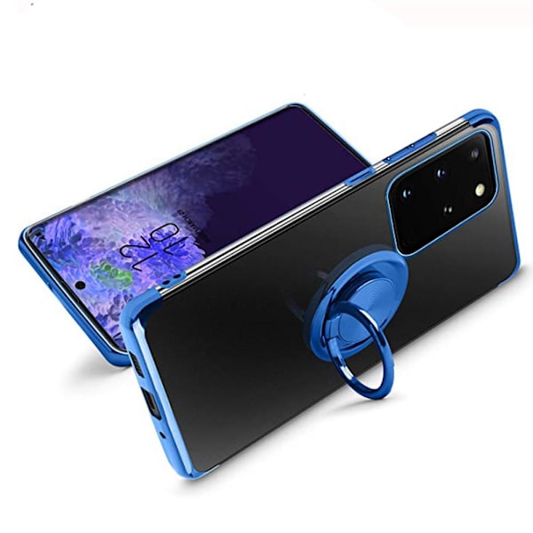Samsung Galaxy S20 Plus - Silikone etui Ringholder Blå