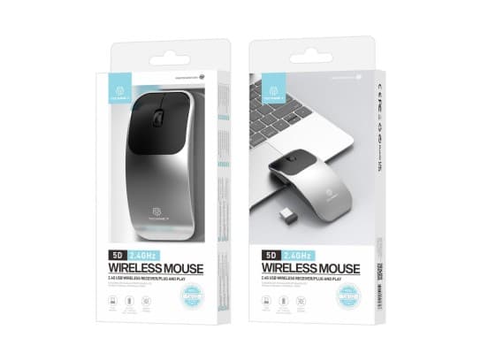 Trådlös Mus, MAC PC 2,4G USB Ergonomisk Mus Grå grå