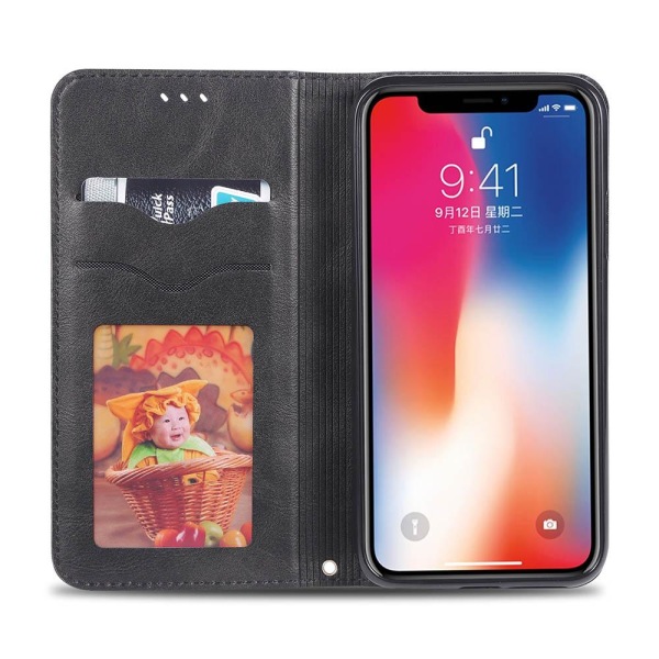 iPhone X/XS - Stilig praktisk lommebokdeksel Svart