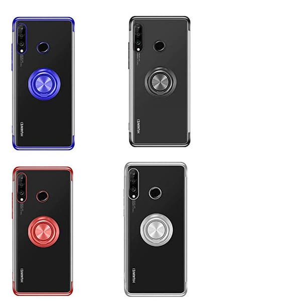 Huawei P30 Lite - Exklusivt Skyddande Skal (Ringhållare) Blå