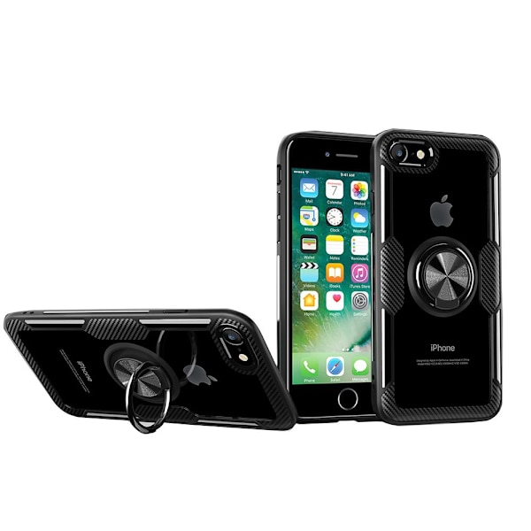Skal med Ringhållare - iPhone SE 2020 Röd/Silver