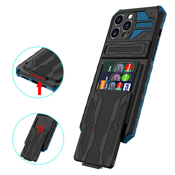 iPhone 13 Pro Plånboksfodral - Stilsäker Design med Militärklassat Skydd Grön